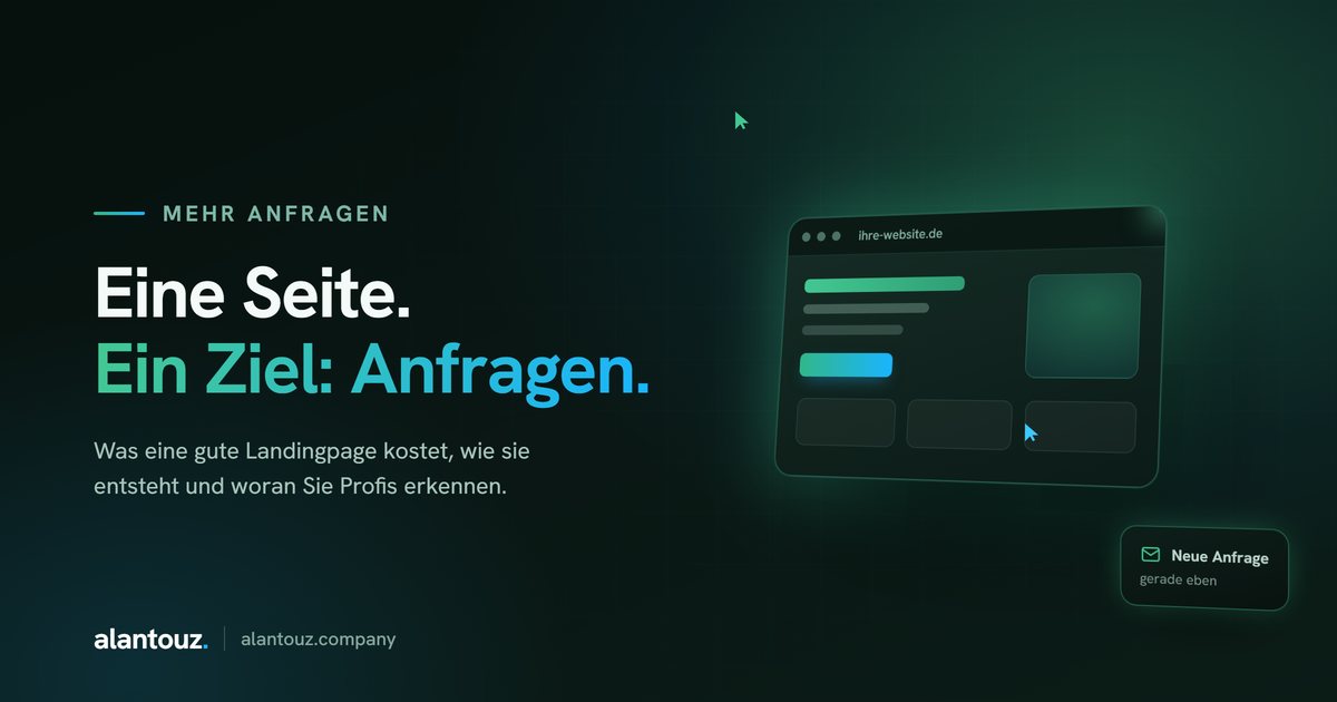 Illustration: Landingpage mit einem Ziel, eine neue Anfrage kommt herein