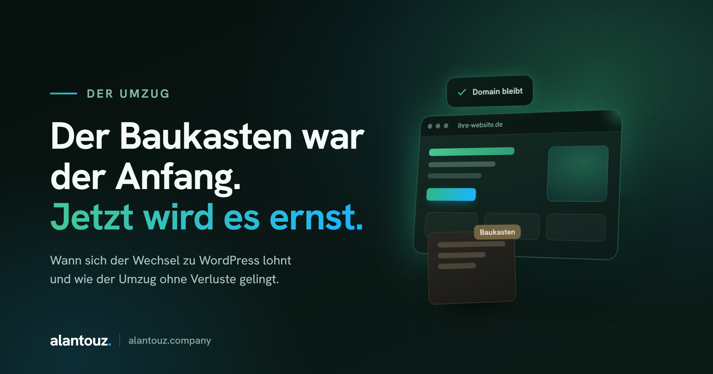 Illustration zum Umzug einer Website vom Baukasten zu WordPress