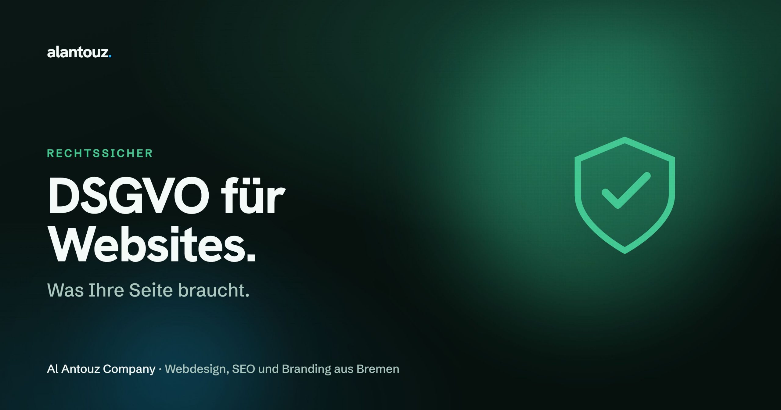 Dunkle Illustration einer geschützten Website mit Schloss-Symbol und Datenschutz-Checkliste