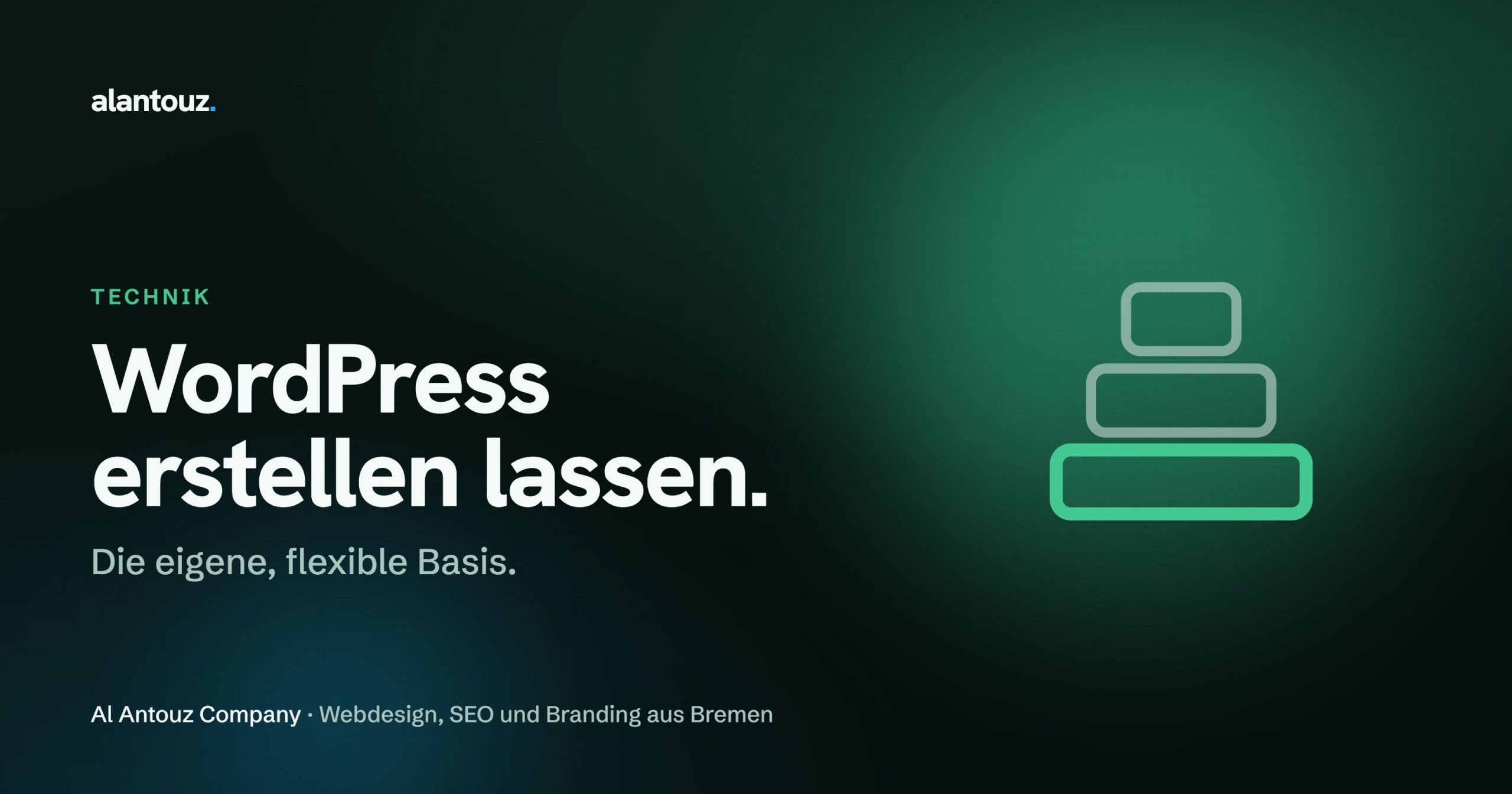 WordPress-Website für einen Betrieb, aufgebaut auf einem eigenen, soliden Fundament in dunkler Marken-Optik